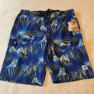 NWT Pipeline Gear Men's Blue Palm Print Board Shorts